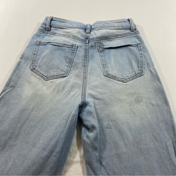 SO jeans Woman’s 25” super high rise Wide Leg Distressed Denim jeans light blue - Picture 8 of 9